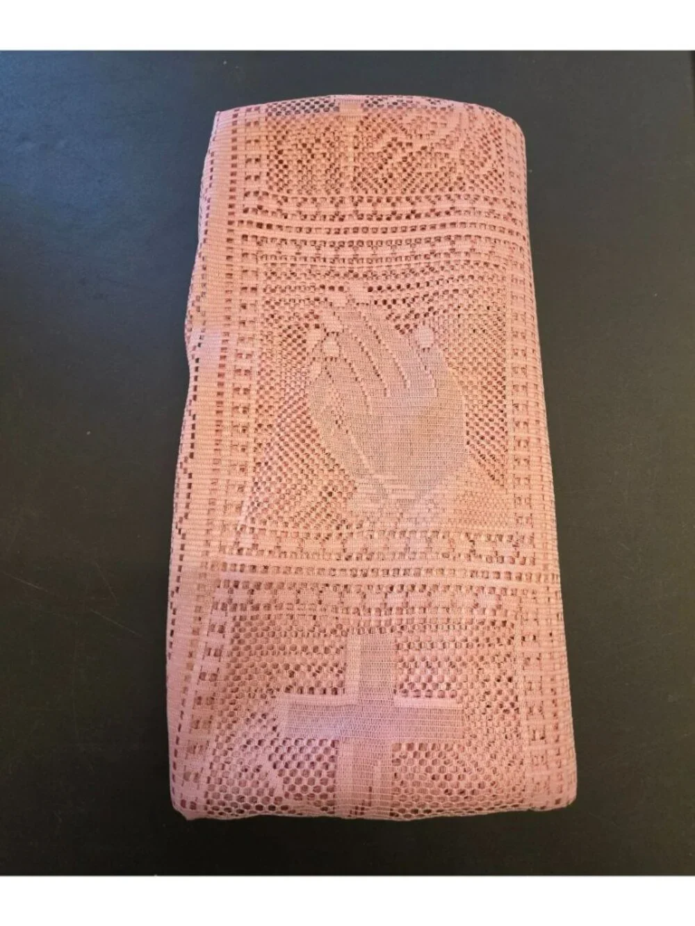 Pink Lace Religious Christian Tablecloth Praying Hands Cross Church 100